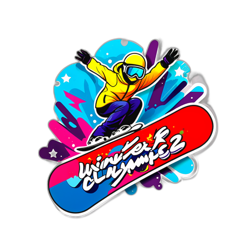 Styliserad snowboard med texten 'Vinter-OS 2026'