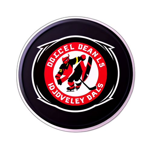 Hockey Puck and Sticks Sticker Design