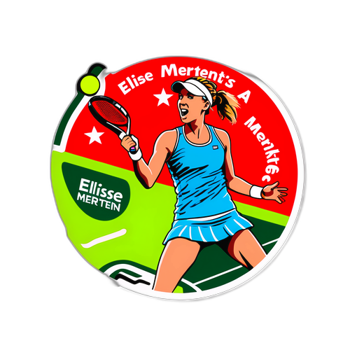 Sticker van een Tennisbaan met Elise Mertens