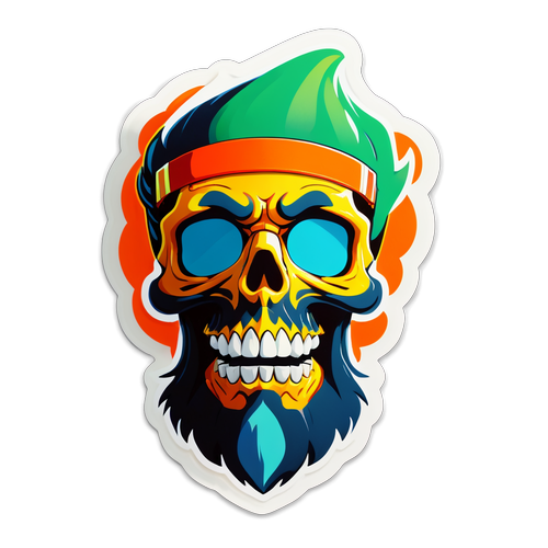 Sticker de tête de mort avec un chapeau