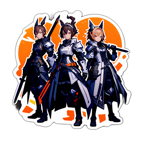 สติ๊กเกอร์ตัวละครจากเกม Arknights ในท่าที่ทรงพลัง