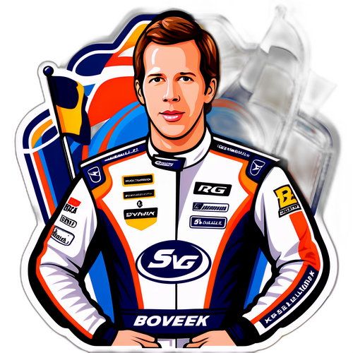 Stylized Illustration of Brad Keselowski in Racing Gear