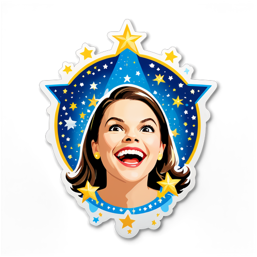 Livlig design av Sutton Foster med scenelys og glitrende stjerner