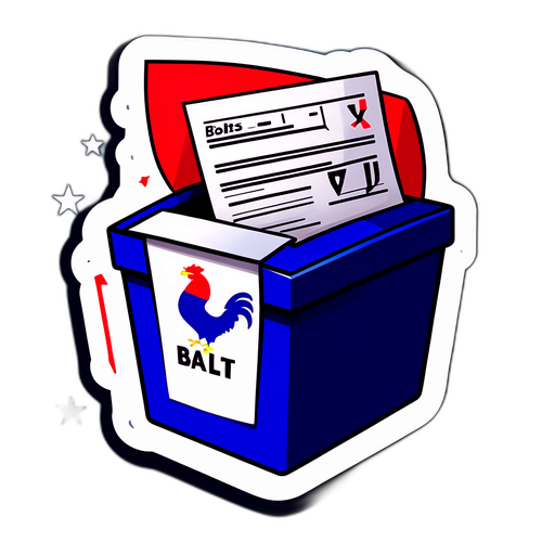 Un autocollant illustrant une urne électorale pour les élections législatives partielles en France