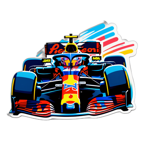Autocolant cu Max Verstappen în acțiune
