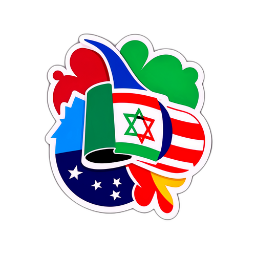 Politische Spannungen: Iran, USA und Israel im abstrakten Design