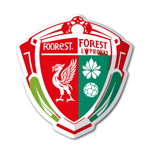 Klistermærke design med en fodbold og logoerne fra Nottingham Forest og Liverpool