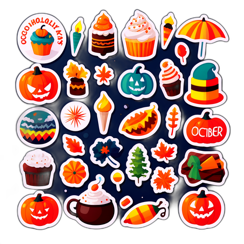 Adhesivos de las festividades nacionales de octubre