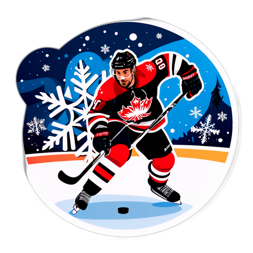 A Cool Sticker Featuring Justin Sourdif on Ice