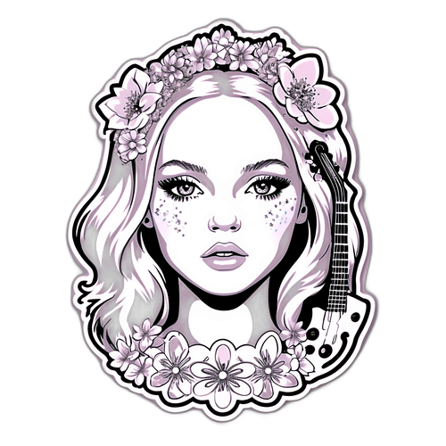 Zara Larsson's Ansiktet Utsmykket Med Musikkinstrumenter og Blomster