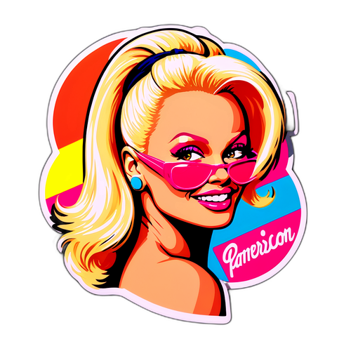 Masiglang Sticker ng Isang Retro-styled na Pamela Anderson