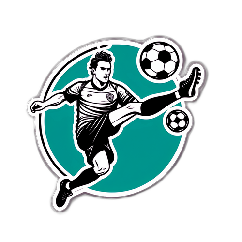 Adesivo Monocromatico di Calcio con Palla in Volo