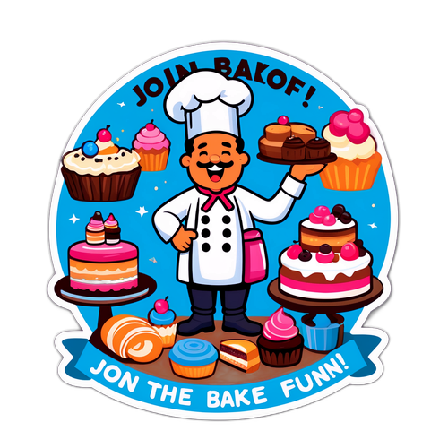 Divertente sticker Bake Off con chef cartone