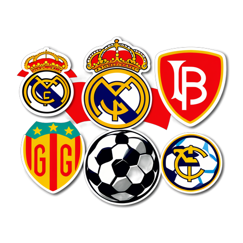 Aufkleber mit Girona vs. Real Madrid Logos und Fußballmotiv