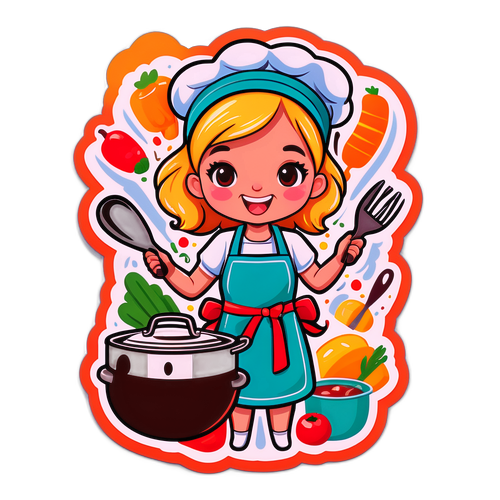 Adesivo giocoso di Antonella Clerici con utensili da cucina