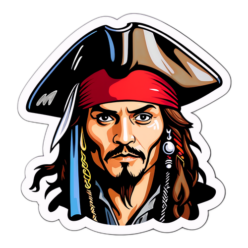 Färgglad klistermärke av en piratkapten