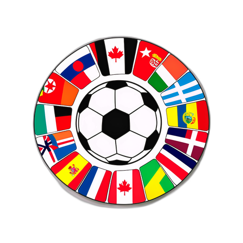 Stiker Bola Sepak dengan Bendera Internasional