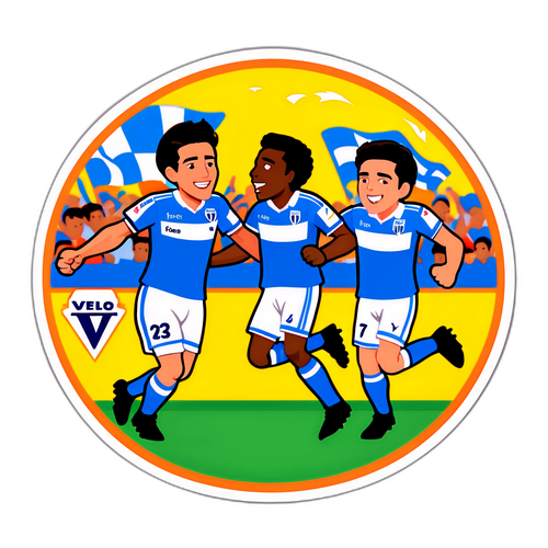 Sticker del emocionante partido entre Vélez y Racing