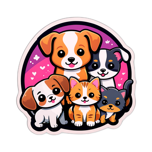 可愛犬貓護愛心貼紙