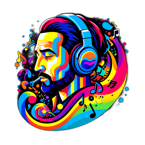 En fantasifull design av Igor Thiago som komponerar musik