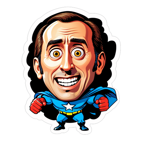 Egy vicces, rajzfilmes karikatúra Nicolas Cage-ről