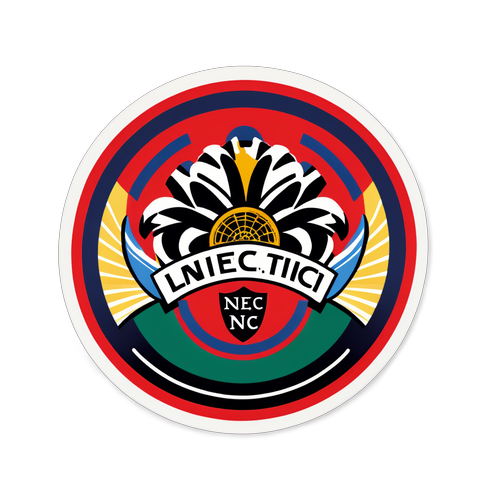 Sticker ontworpen voor NEC met het clublogo en kleurenschema, omringd door fans