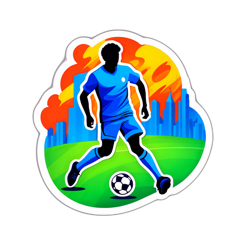 Silhouette di Calcio con Sfondo Cittadino