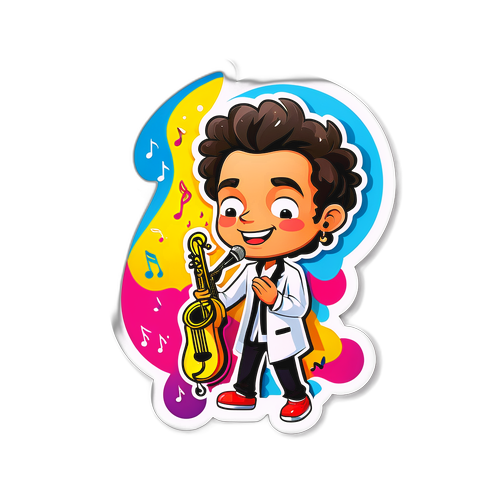 En lekfull karaktärssticker från idolernas värld