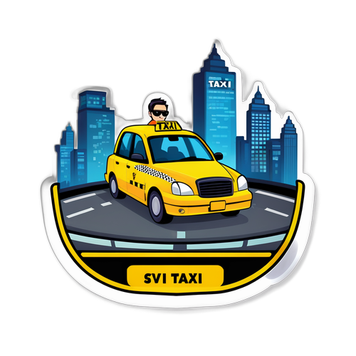 現代風格的計程車角色貼紙