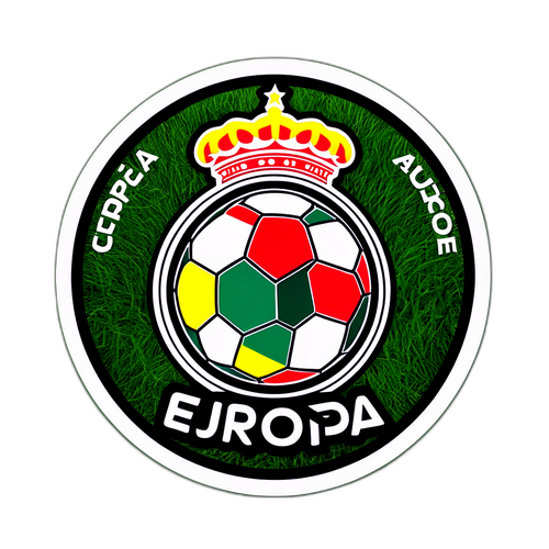 Λογότυπο UEFA Europa League με ποδόσφαιρο σε γρασίδι