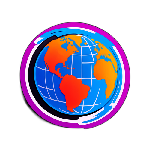 Autocollant IPTV avec globe et flux vidéo