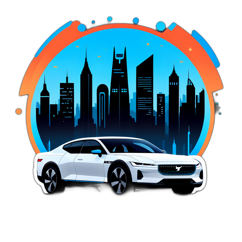 Futuristisk Polestar Elbil med Bylandskap