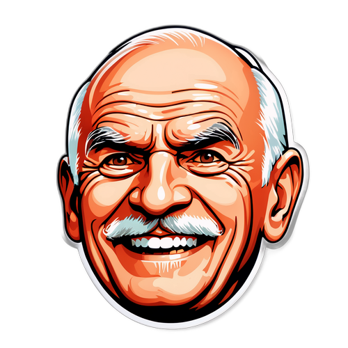 Лицо Никиты Михалкова в комедийном стиле с его знаменитой улыбкой