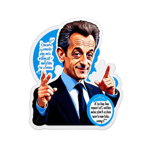 Autocollant artistique de Nicolas Sarkozy avec citation inspirante