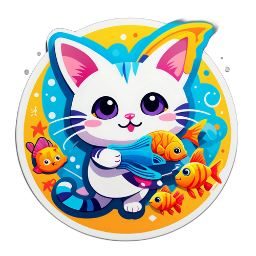 Hravá nálepka kočky