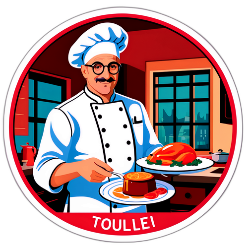 Elegancko ilustrowany kucharz w kuchni