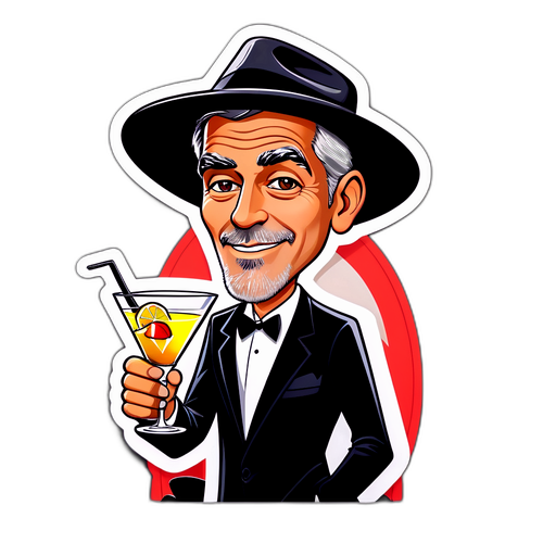 Caricatura de George Clooney como un elegante detective