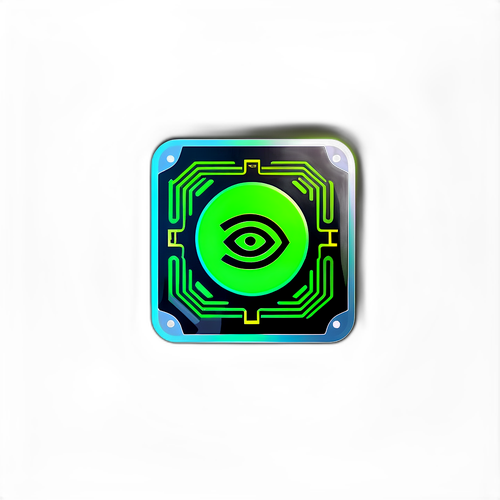 Sticker cu un senzor de computer Nvidia, emanând raze de lumină pe un fundal întunecat