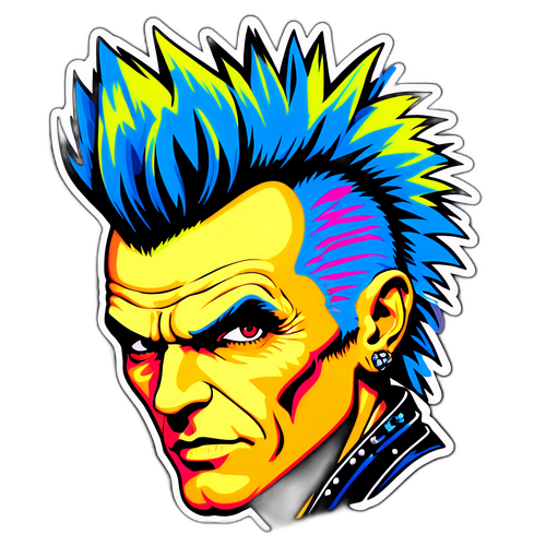 Punk rock-inspireret sticker inspireret af Billy Idols ikoniske look