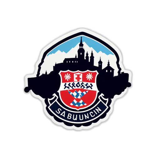 Sticker mit Silhouette von Salzburg und FC Bayern München Logo