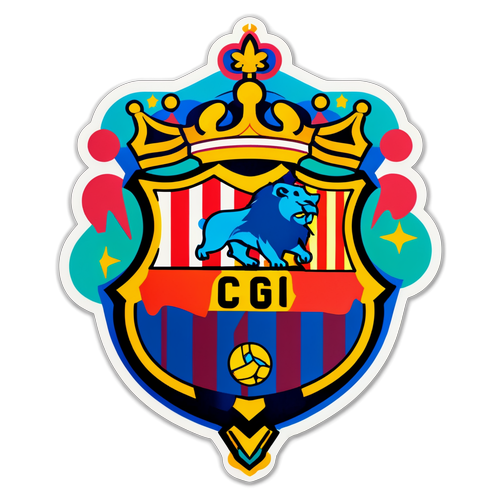 Desain Stiker Logo Barcelona dengan Piala Copa del Rey