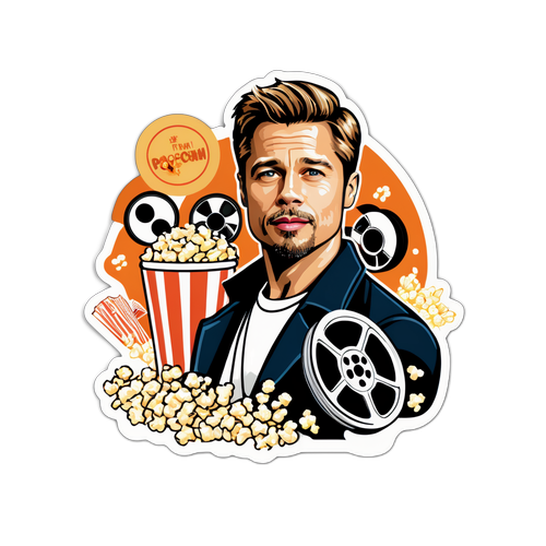 Retro Cinematic Sticker Featuring Brad Pitt