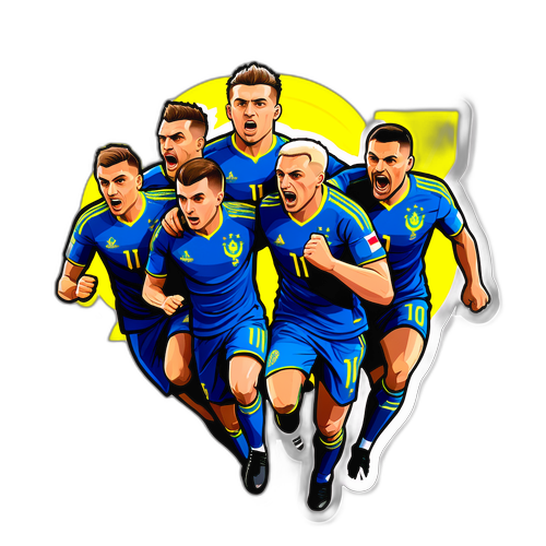 Ilustrace ukrajinského fotbalového týmu v zápasu proti Francii