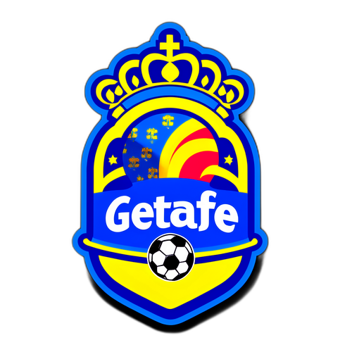 Huy hiệu Getafe với áo đấu đặc trưng và bóng đá, thể hiện sự tự hào