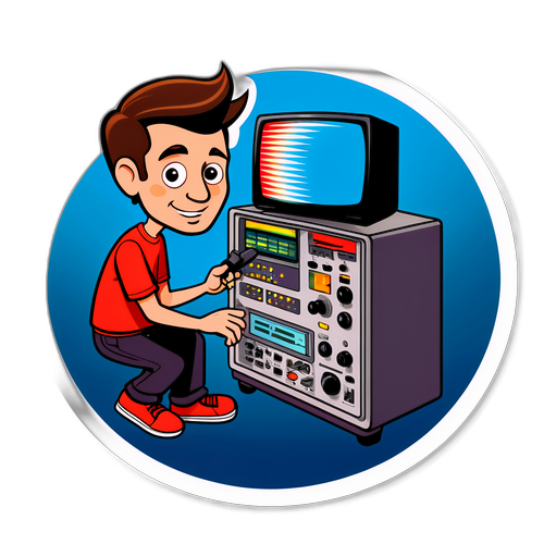 Ilustrace televizního programátora u rádia