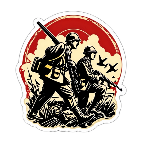 Sticker que representa la devastación de la Primera Guerra Mundial
