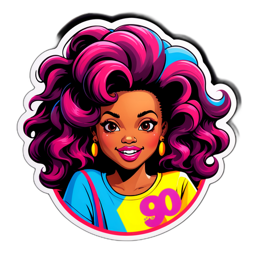 Nostalgischer Aufkleber der 90er mit großen Haaren