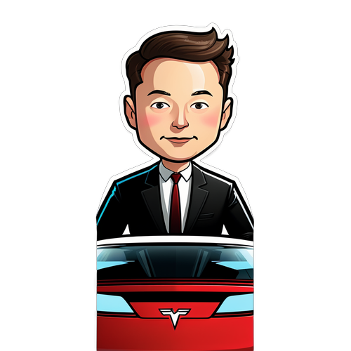 Elon Musk Sticker: Innovation Drives Us Forward with a Sleek Tesla Design!