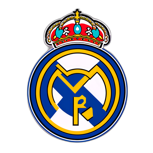 Sticker Real Madrid với logo nổi bật trên nền trắng và xanh