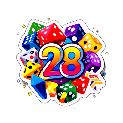 Design de adesivo com o número 2810 e elementos de loteria